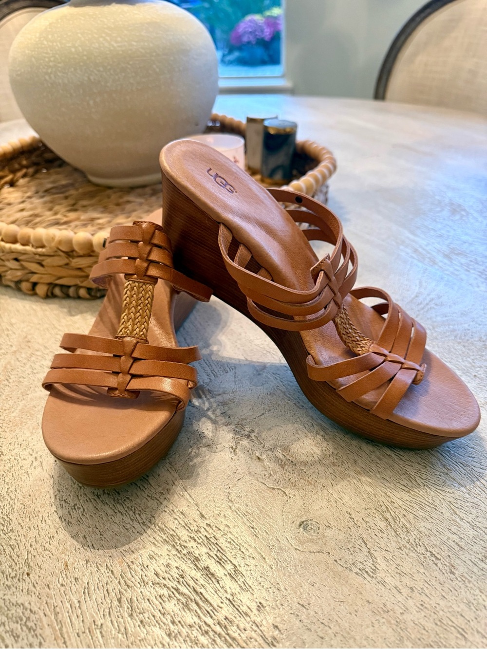 UGG Women's Brown Strappy Wedge Sandals (New without tags)